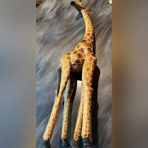 Vintage Hand Carved Wooden Giraffe Figurine 24" African Folk Art Animal *Read*